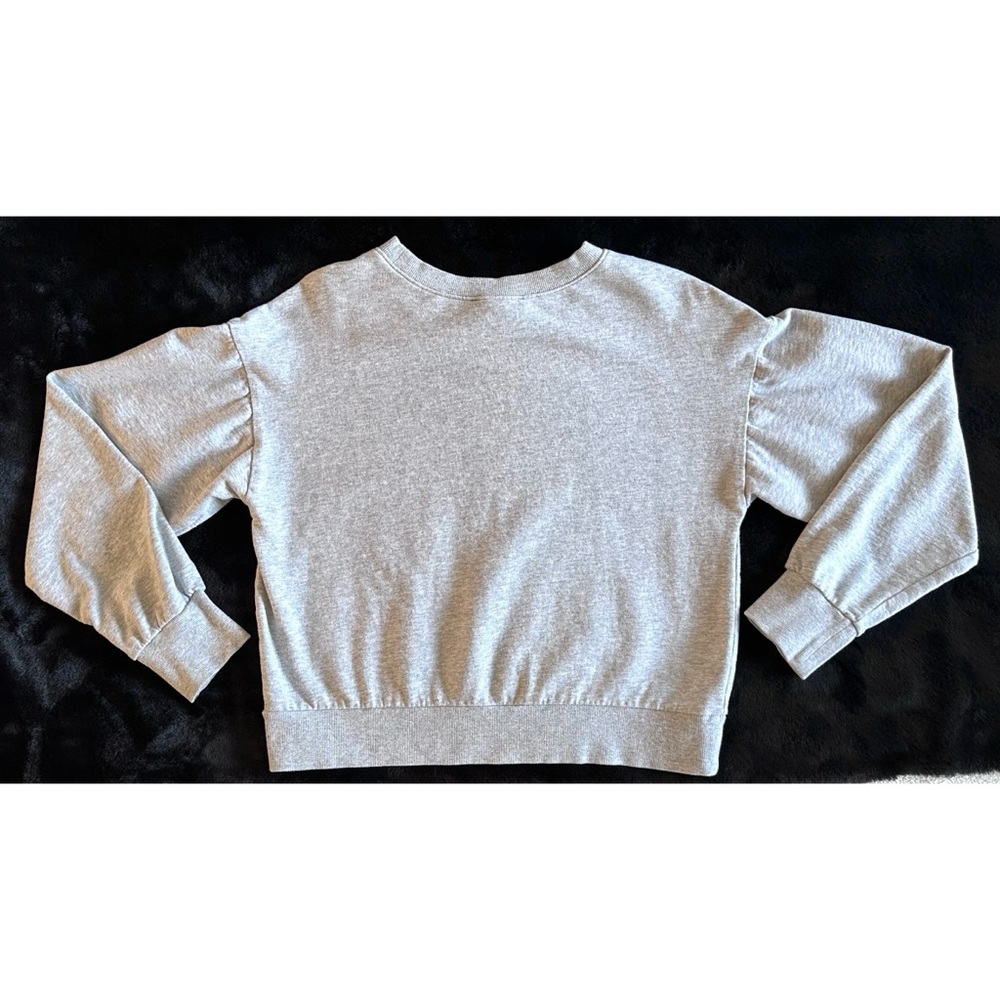 Drop Shoulder Long Sleeve Pullover Sweatshirt Light Gray Medium - Picture 3 of 6